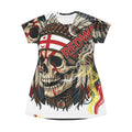 Skull Headdress T-Shirt Dress — Bold Redwing Native Skull Graphic AOP