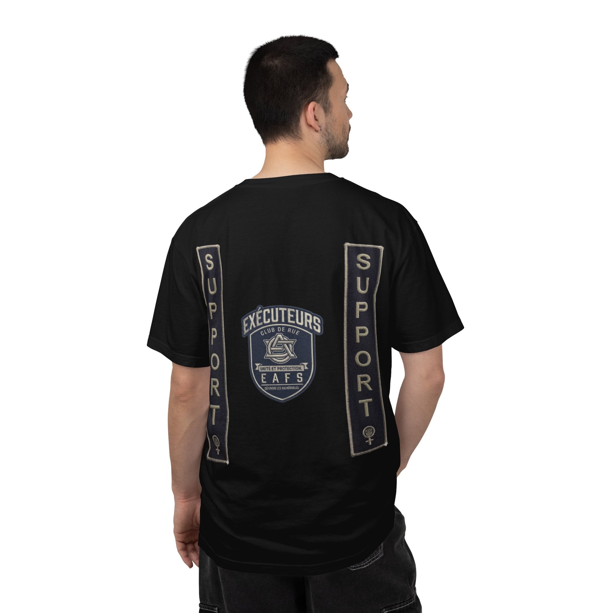 Support Tee Street Club Enforcers Tee — CAW (Children Animals Women) Protection Crest T-Shirt (French)