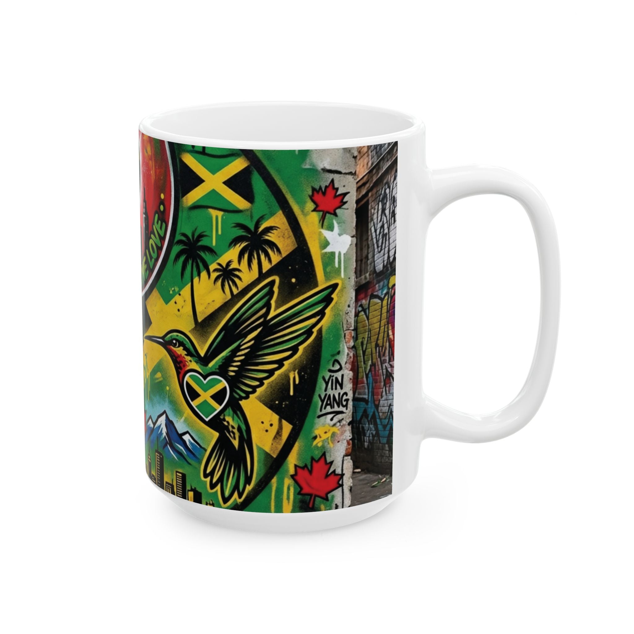 Ying Yang Jamican Canadian Love  - Keep Teaching & Walking The Red Road - Ceramic Mug, (11oz, 15oz)