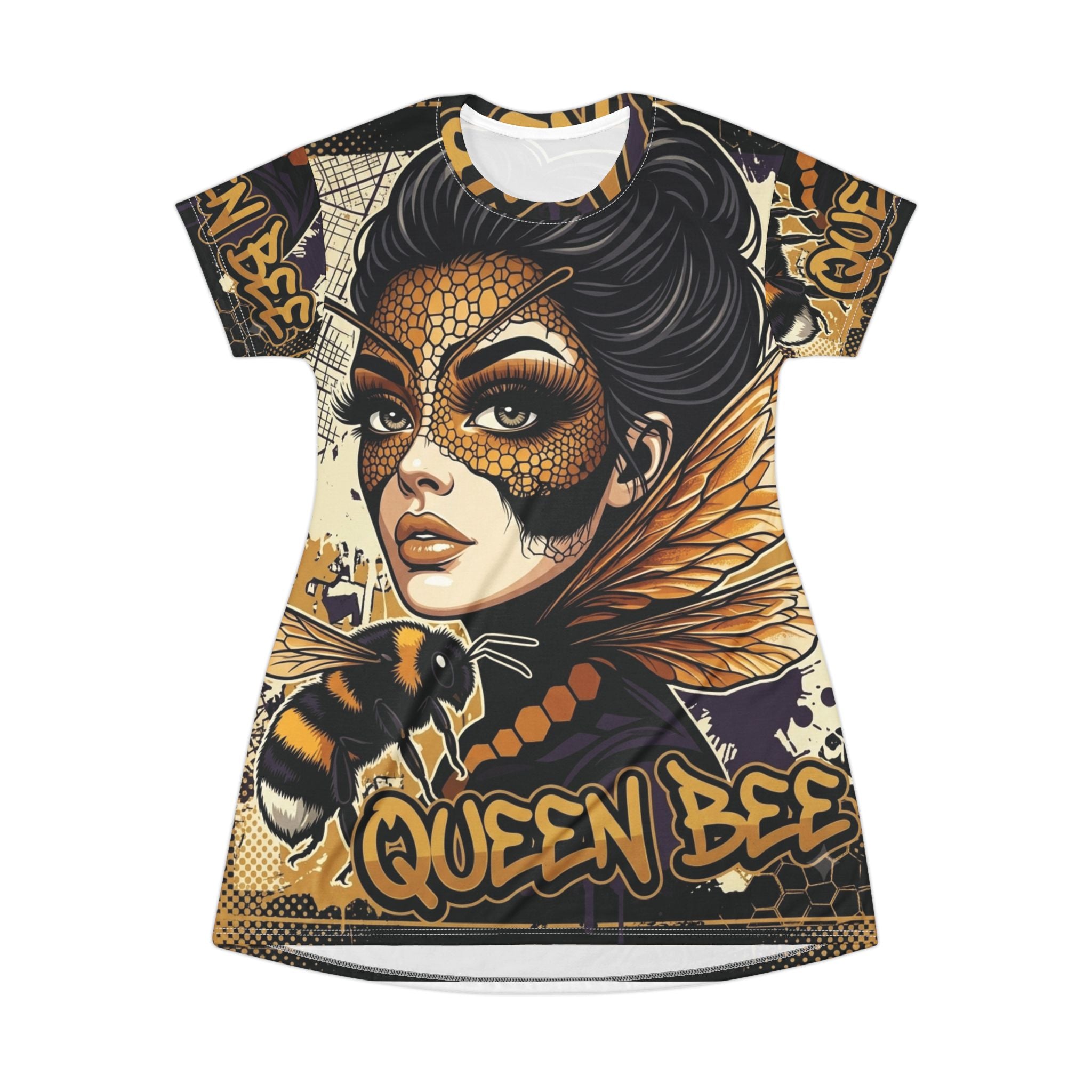 Queen Bee-  T-Shirt Dress (AOP)