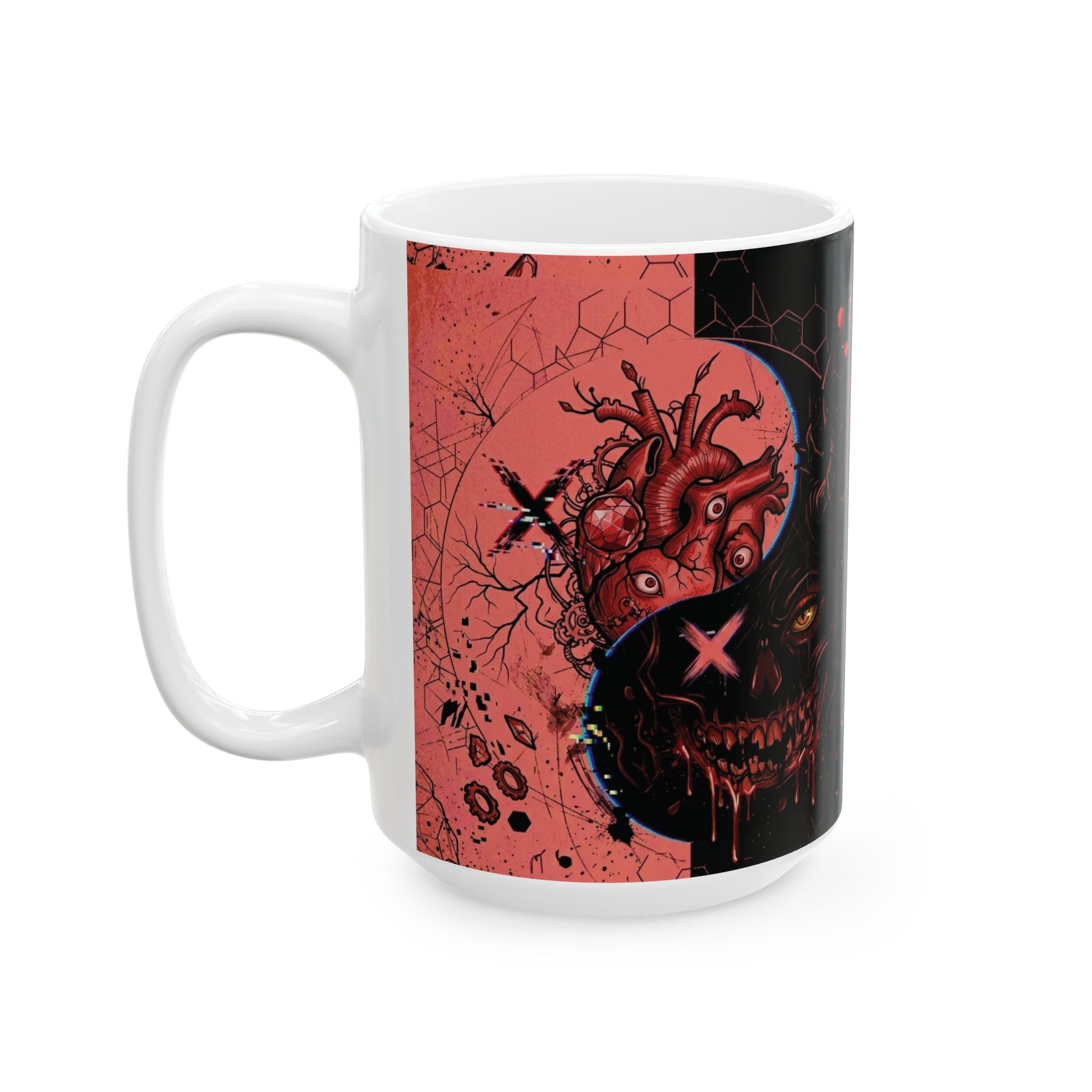 Ying Yang Red Heart   - Keep Teaching & Walking The Red Road - Ceramic Mug, (11oz, 15oz)