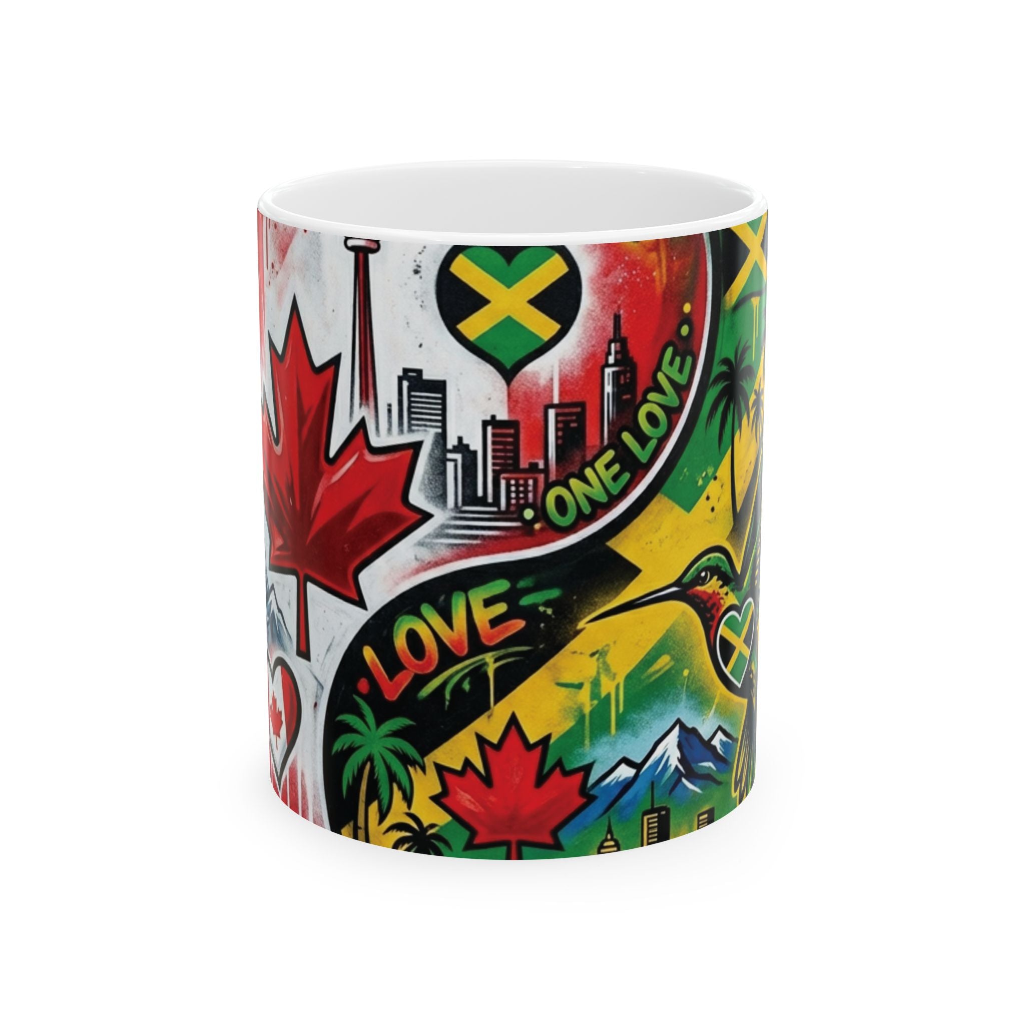 Ying Yang Jamican Canadian Love  - Keep Teaching & Walking The Red Road - Ceramic Mug, (11oz, 15oz)