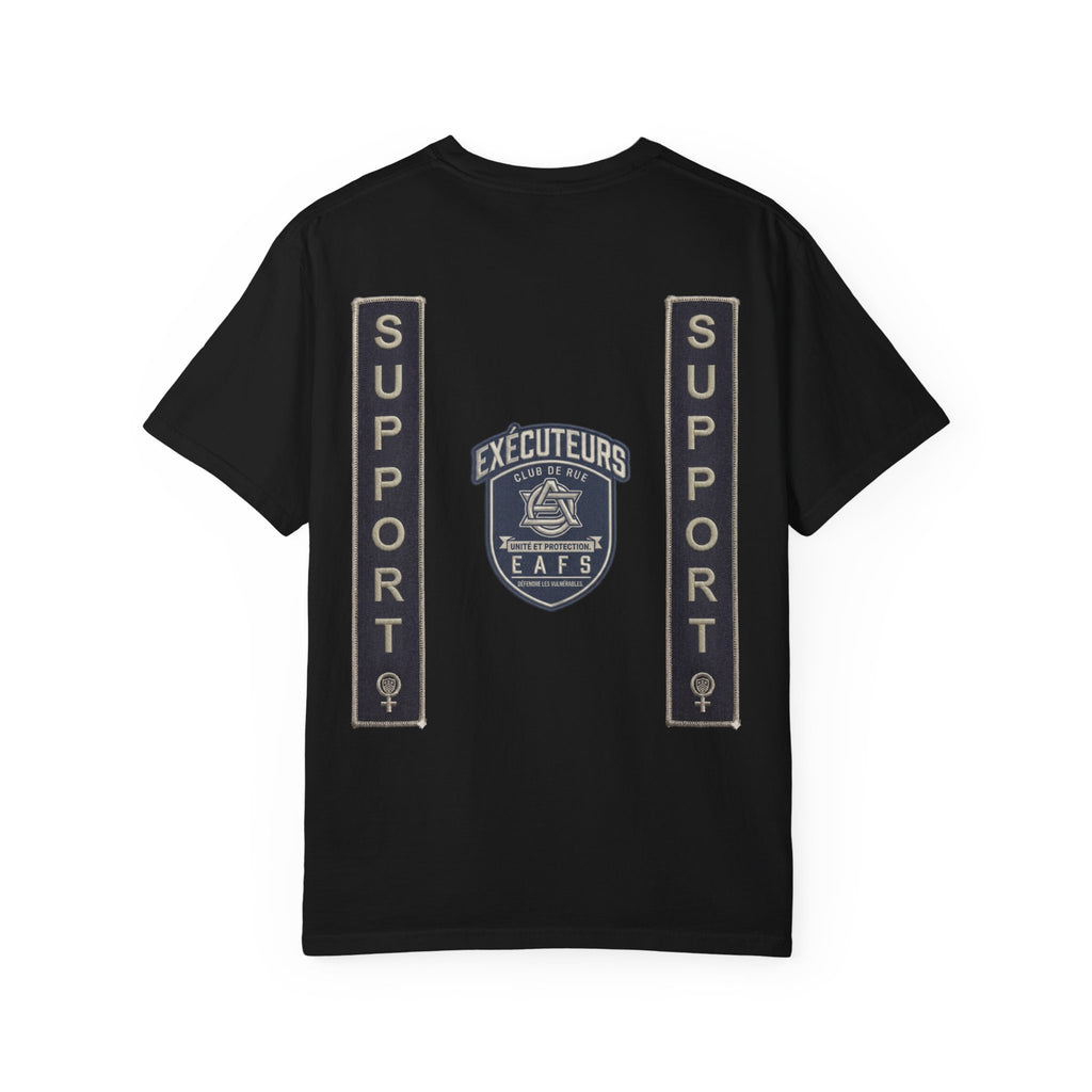 Support Tee Street Club Enforcers Tee — CAW (Children Animals Women) Protection Crest T-Shirt (French)