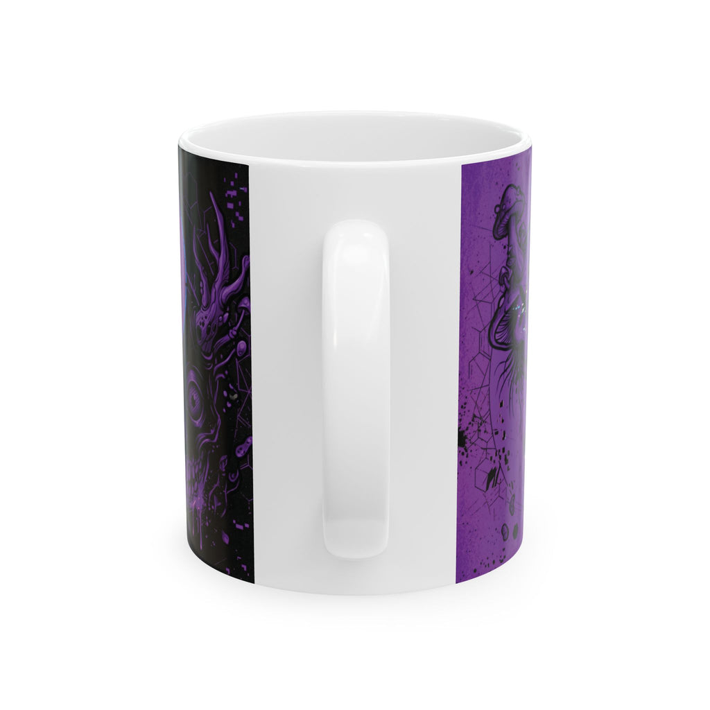 Ying Yang Purple Mushroom   - Keep Teaching & Walking The Red Road - Ceramic Mug, (11oz, 15oz)