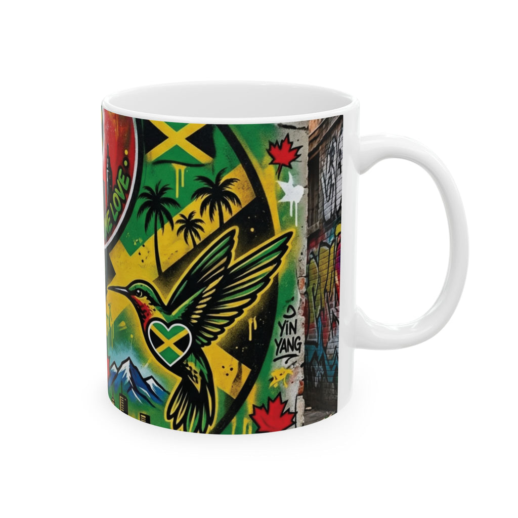 Ying Yang Jamican Canadian Love  - Keep Teaching & Walking The Red Road - Ceramic Mug, (11oz, 15oz)