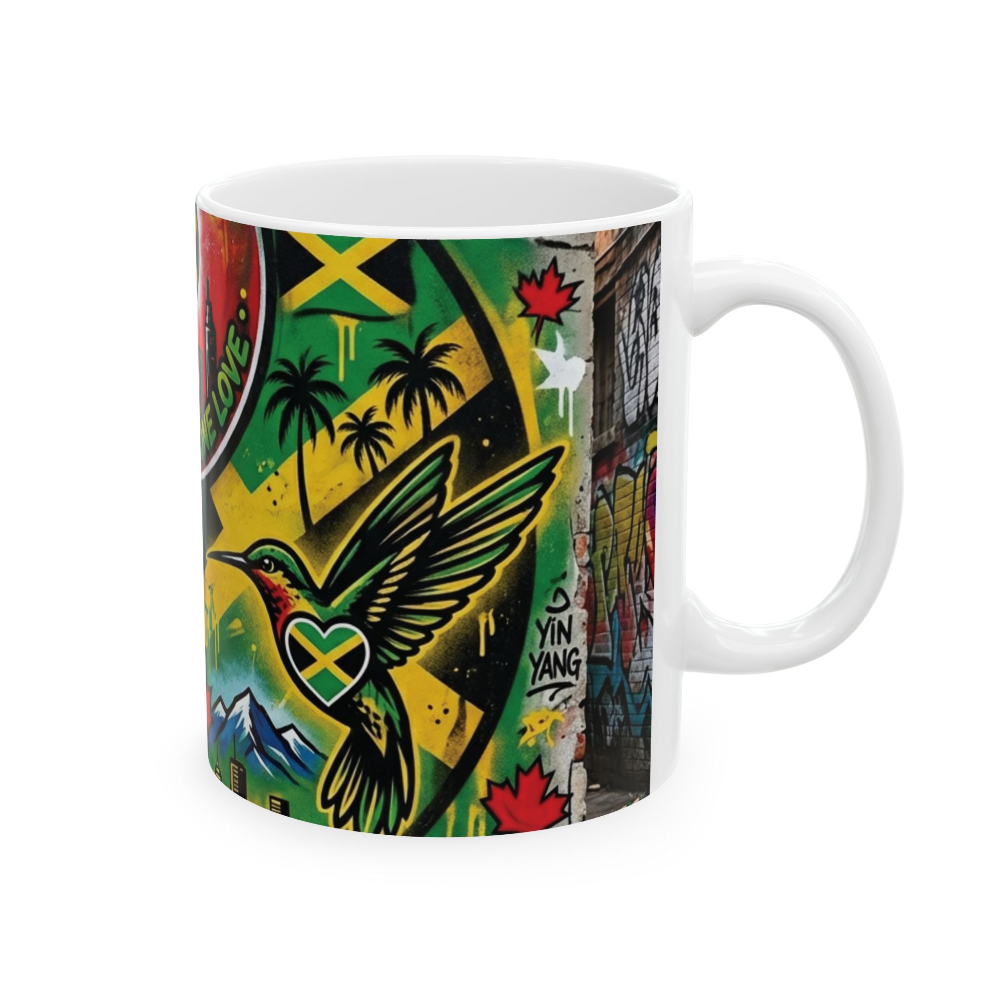 Ying Yang Jamican Canadian Love  - Keep Teaching & Walking The Red Road - Ceramic Mug, (11oz, 15oz)