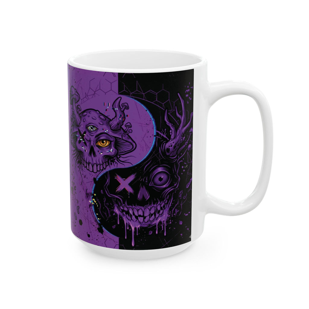 Ying Yang Purple Mushroom   - Keep Teaching & Walking The Red Road - Ceramic Mug, (11oz, 15oz)