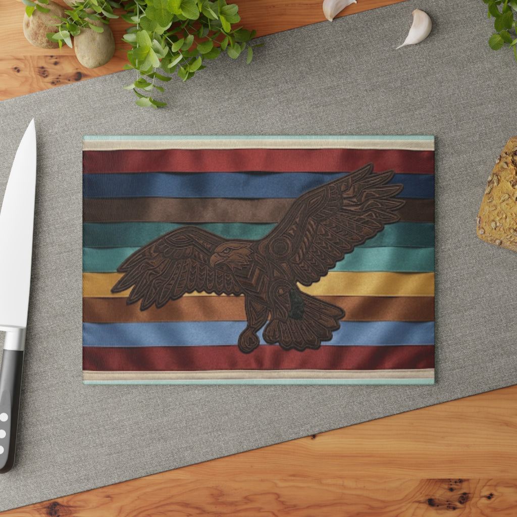 Eagle Traditional Ribbon Design Glass Cutting BoardEmber Spirit Apparel