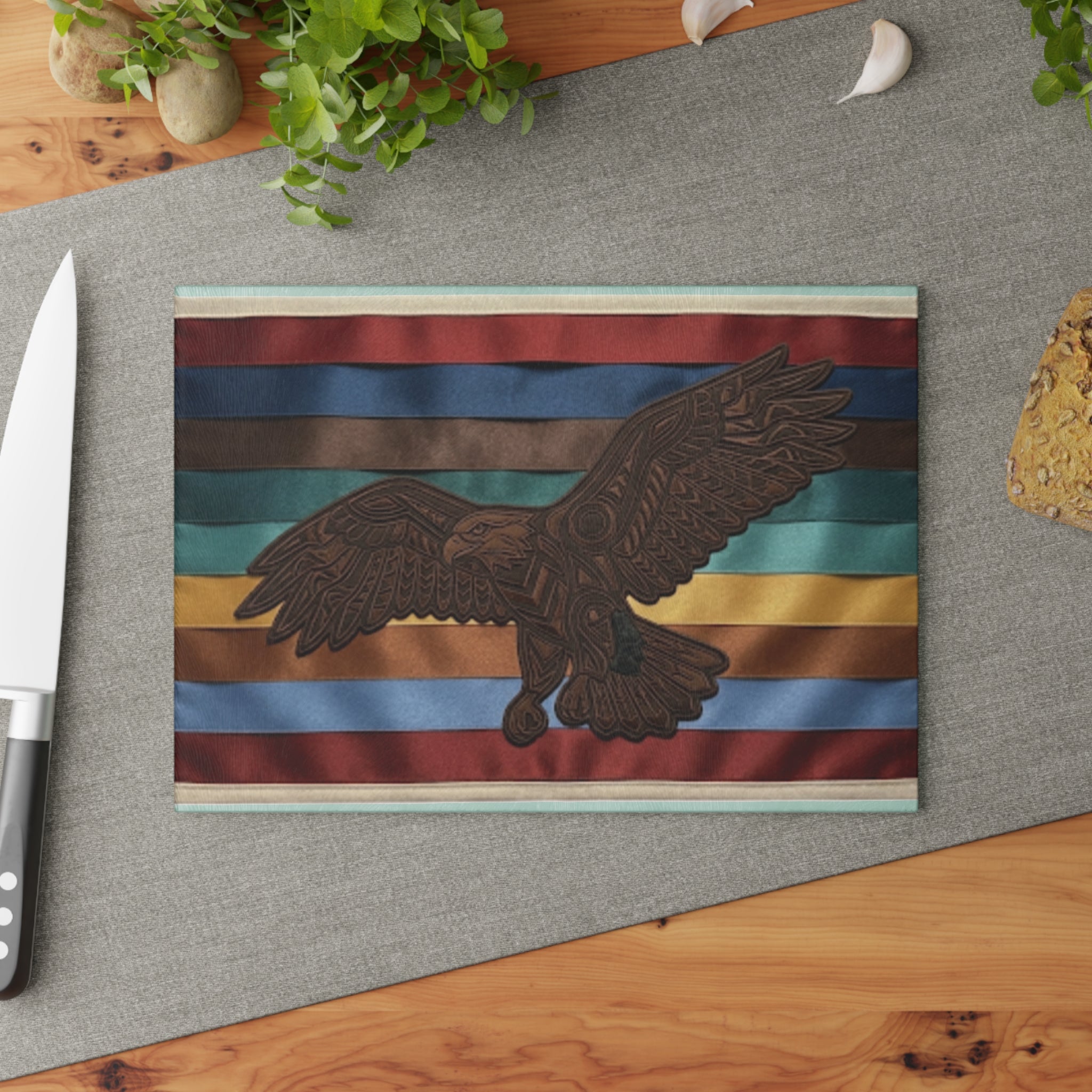 Eagle Traditional Ribbon Design Glass Cutting BoardEmber Spirit Apparel