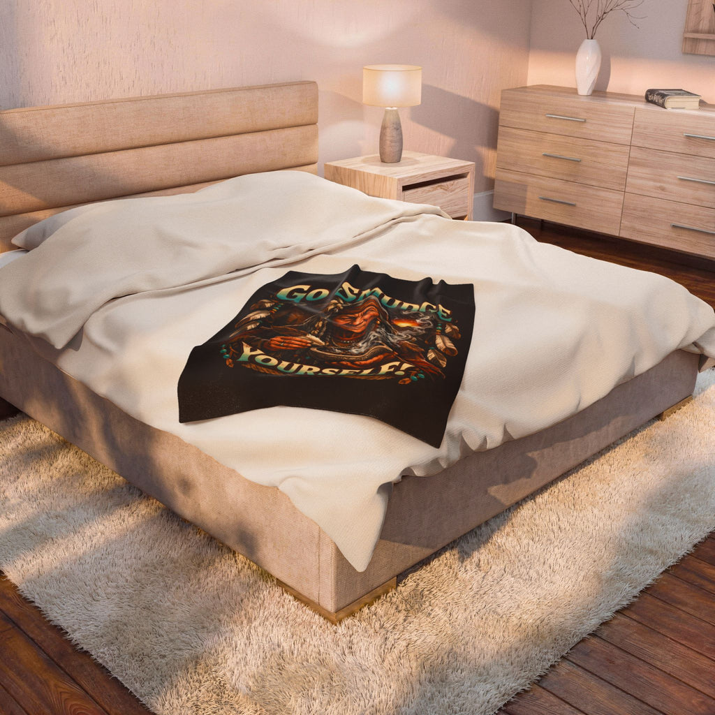 Smudge Yourself Velveteen Plush Blanket — Native Healer Design, Spiritual Cleansing Throw