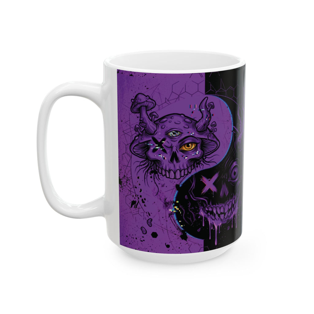 Ying Yang Purple Mushroom   - Keep Teaching & Walking The Red Road - Ceramic Mug, (11oz, 15oz)