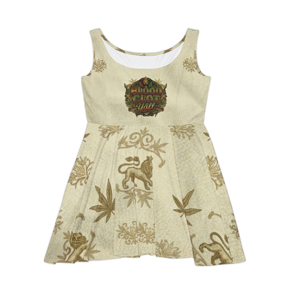 Rastafari Lion Skater Dress — Vintage Cannabis Leaf Pattern
