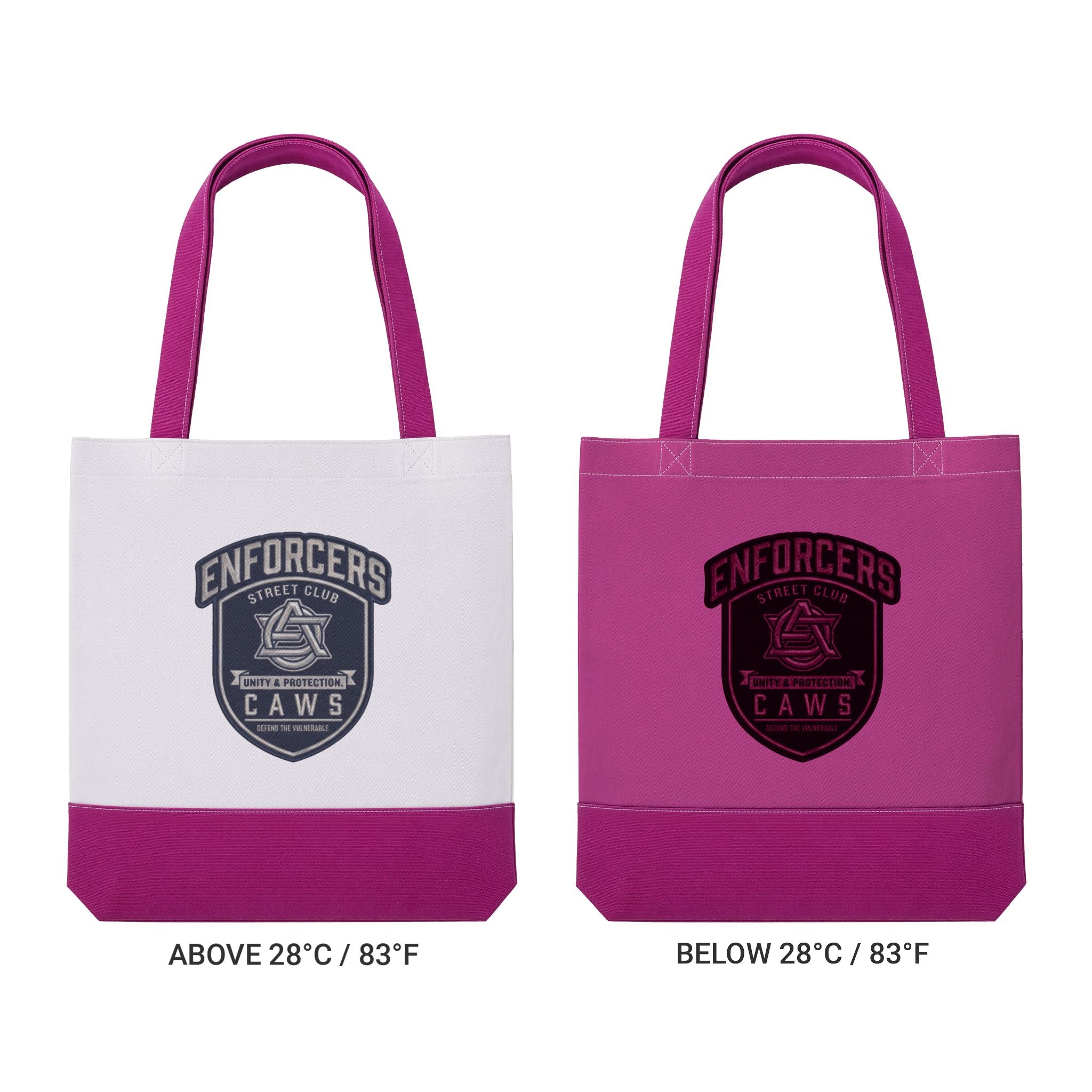 Support Bag -CAWS -Thermochromic Enforcers Shield Tote Bag — Color-Change Heat Sensitive AOP Tote