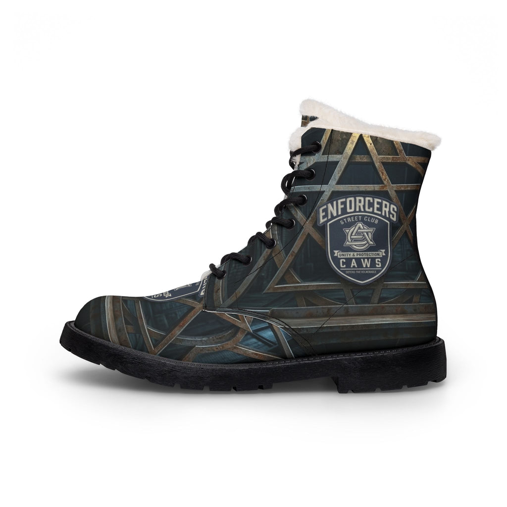 Enforcers CAWS Men's Fur-Lined Leather Boots — 'Enforcers' Rugged Winter Work Boots