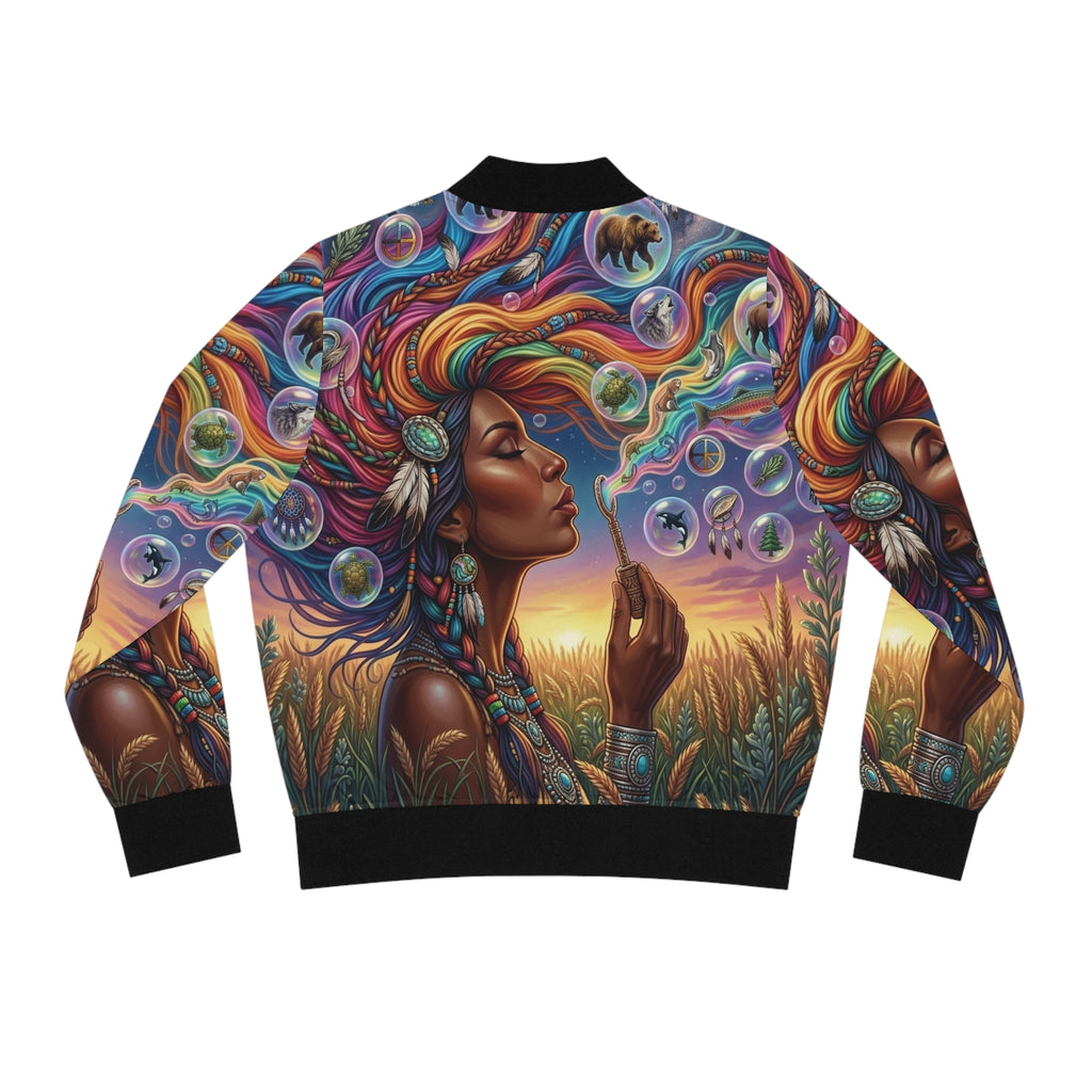 Native Women Spreading Seeds Of Knowledge Women's Bomber Jacket (AOP)