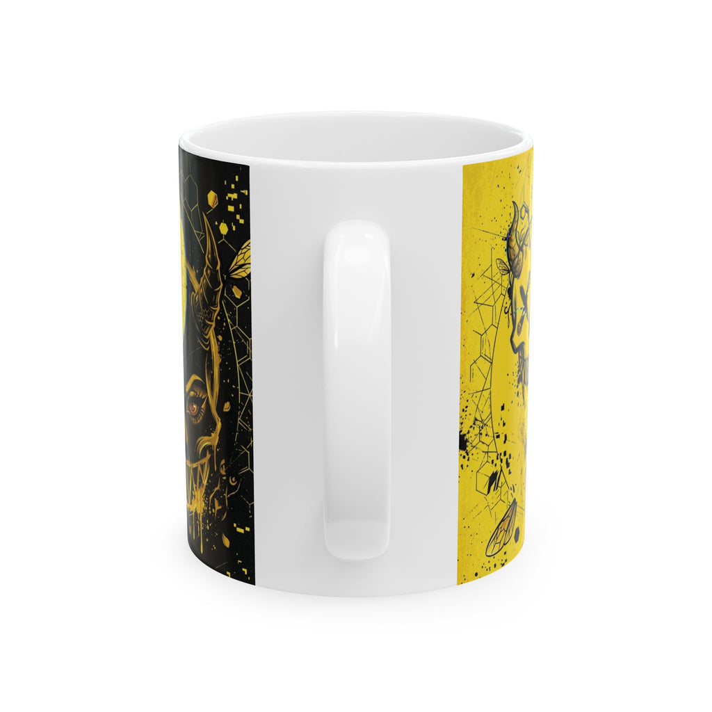 Ying Yang Black & Yellow Skull    - Keep Teaching & Walking The Red Road - Ceramic Mug, (11oz, 15oz)