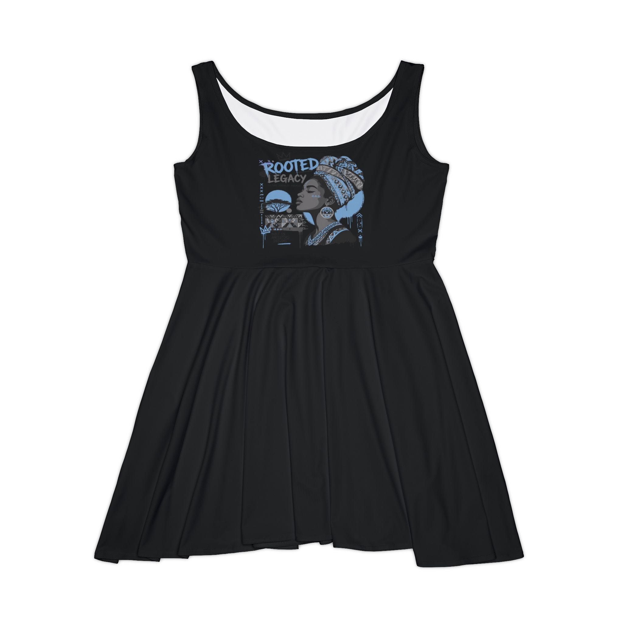 Rooted Legacy Women's African Queen Skater Dress — Empowered Vintage Graphic