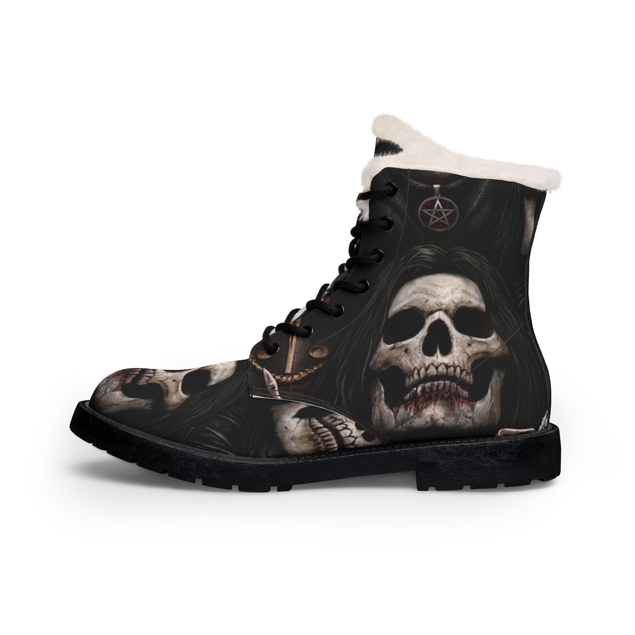 Goth boots back view – water-resistant PVC sole women's gothic boots by Ember Spirit Apparel