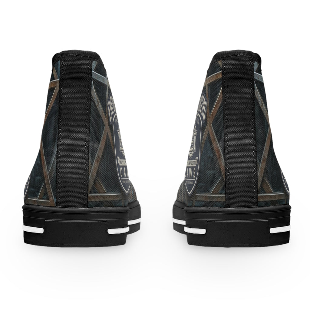 Enforcers CAWS - Women's High Top Sneakers — Industrial Metal Framework Print
