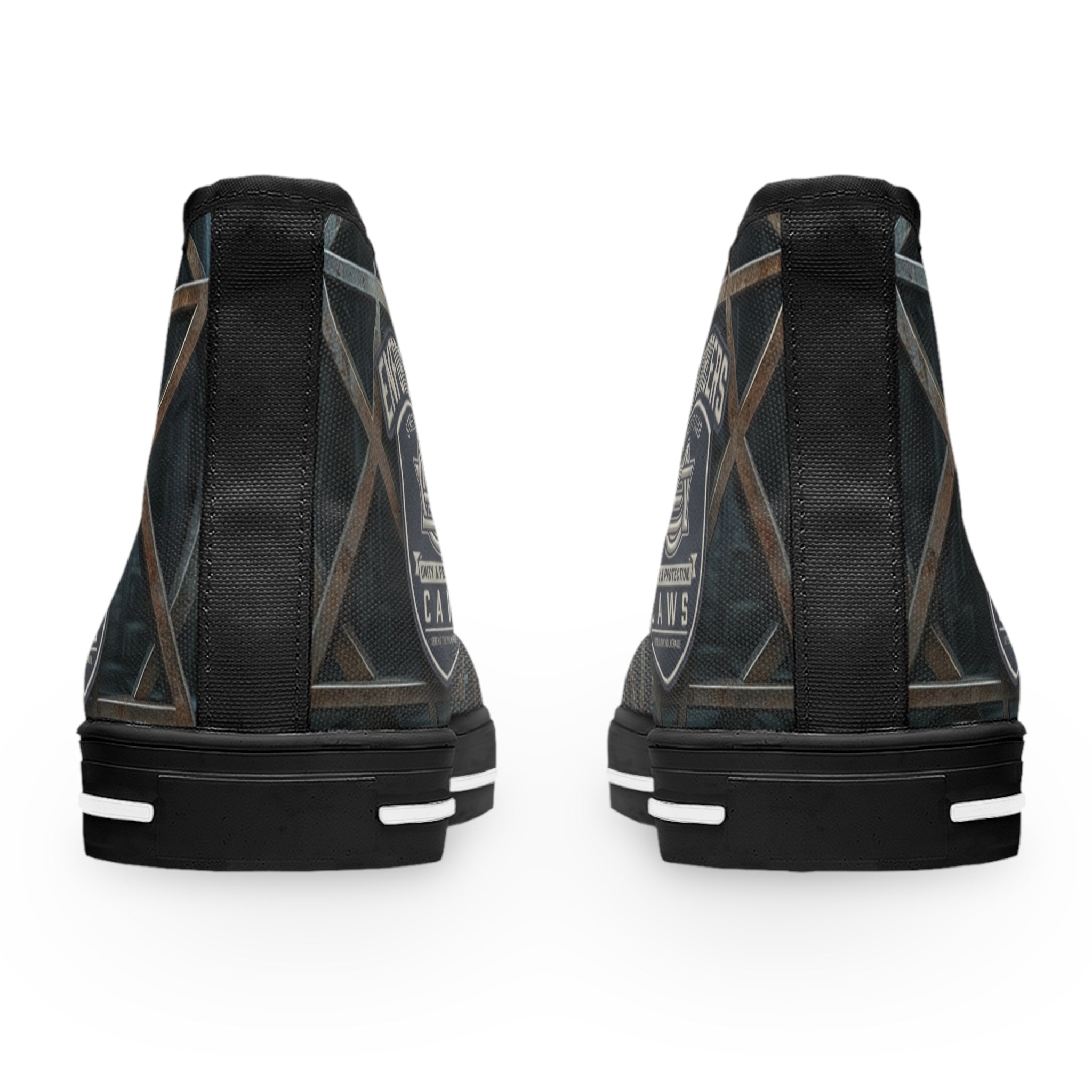 Enforcers CAWS - Women's High Top Sneakers — Industrial Metal Framework Print