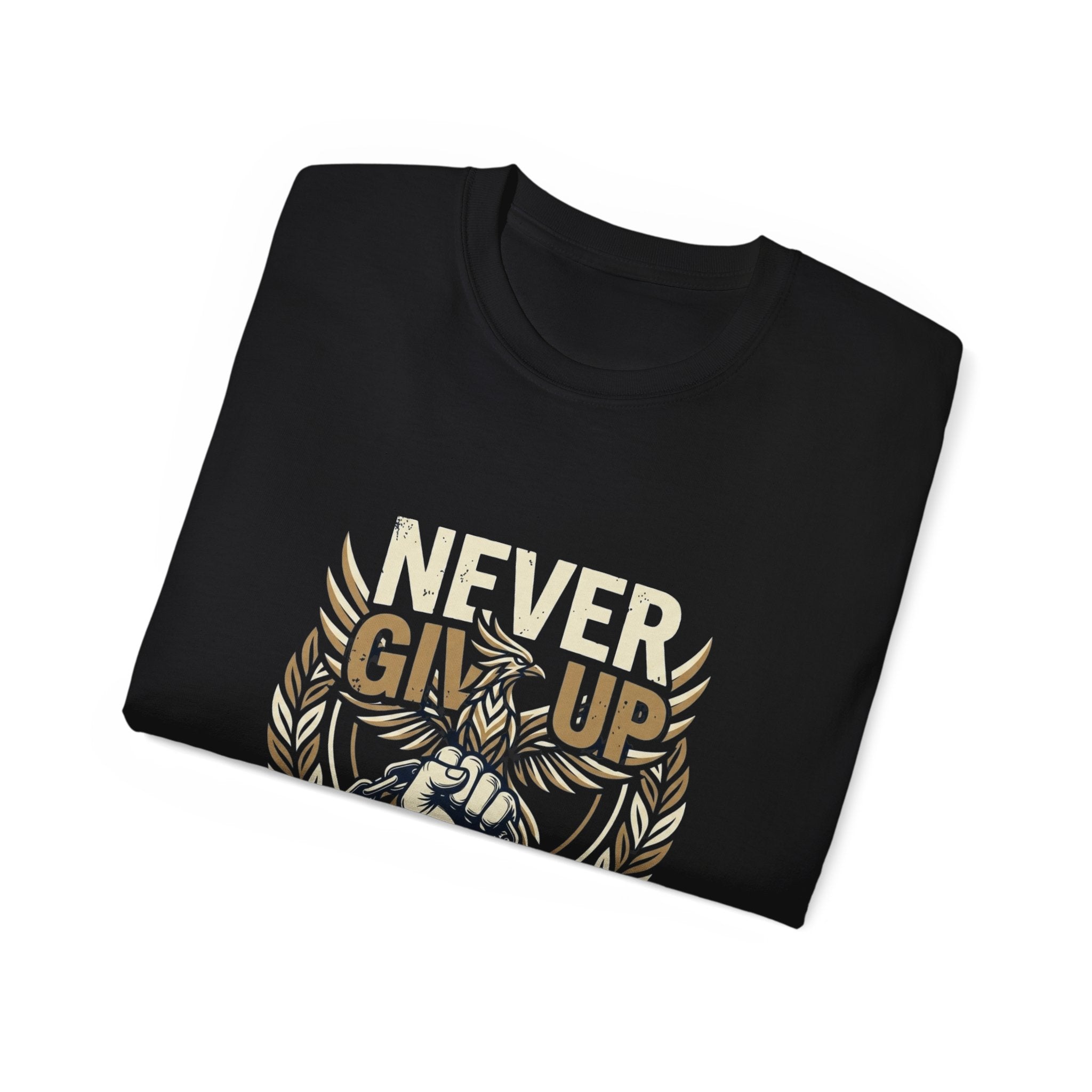 never give up front fold
