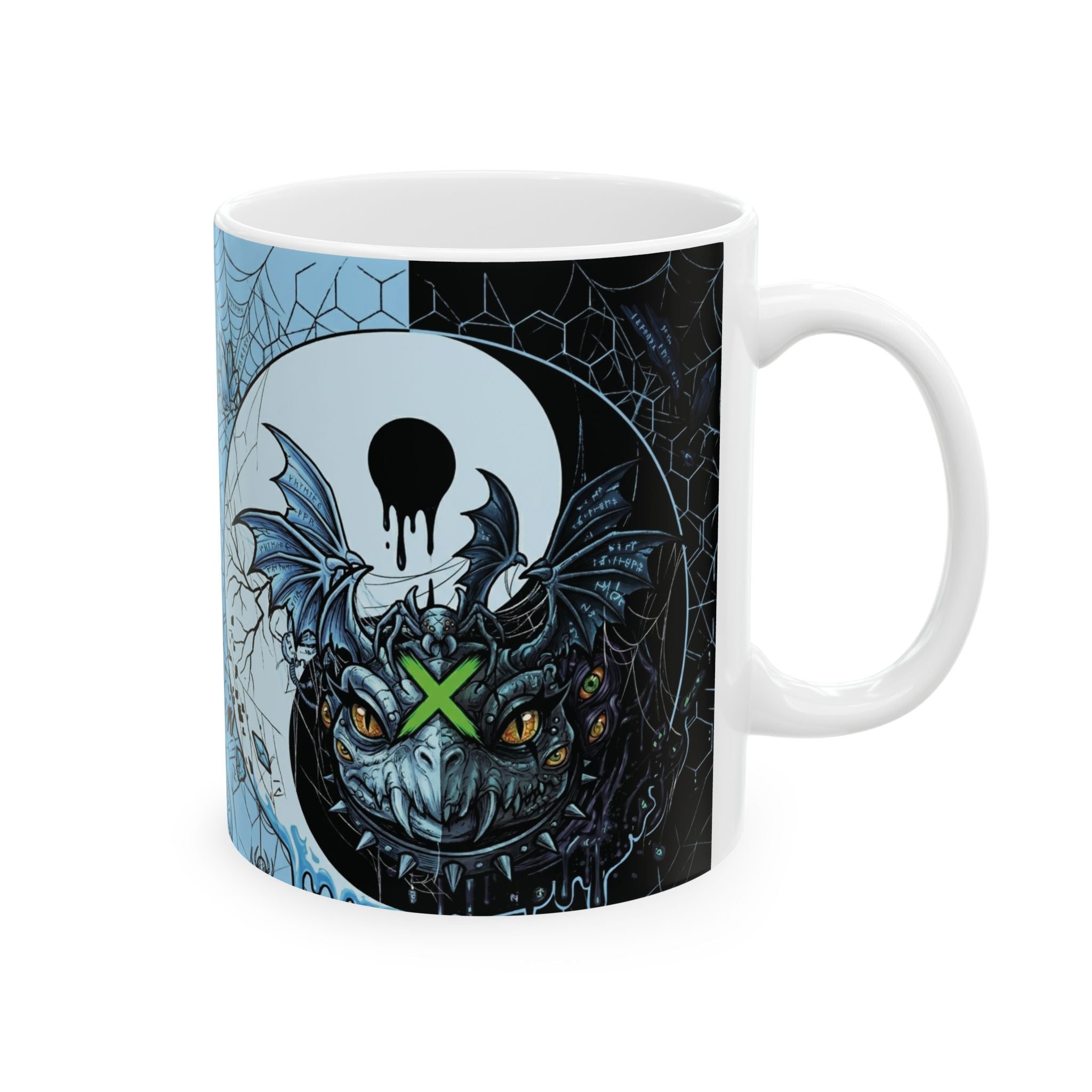 Ying Yang Icey Blue   - Keep Teaching & Walking The Red Road - Ceramic Mug, (11oz, 15oz)
