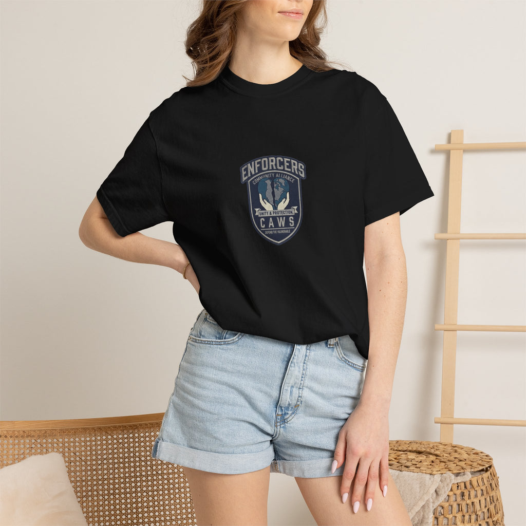 Support Tee Community Alliance CAWS Tee — CAW (Children Animals Women) Protection Crest T-Shirt