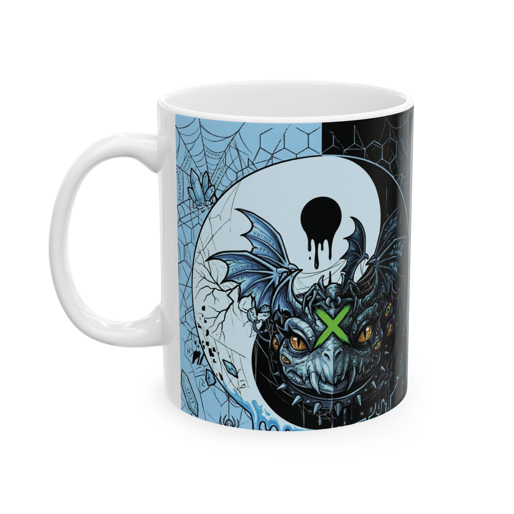 Ying Yang Icey Blue   - Keep Teaching & Walking The Red Road - Ceramic Mug, (11oz, 15oz)