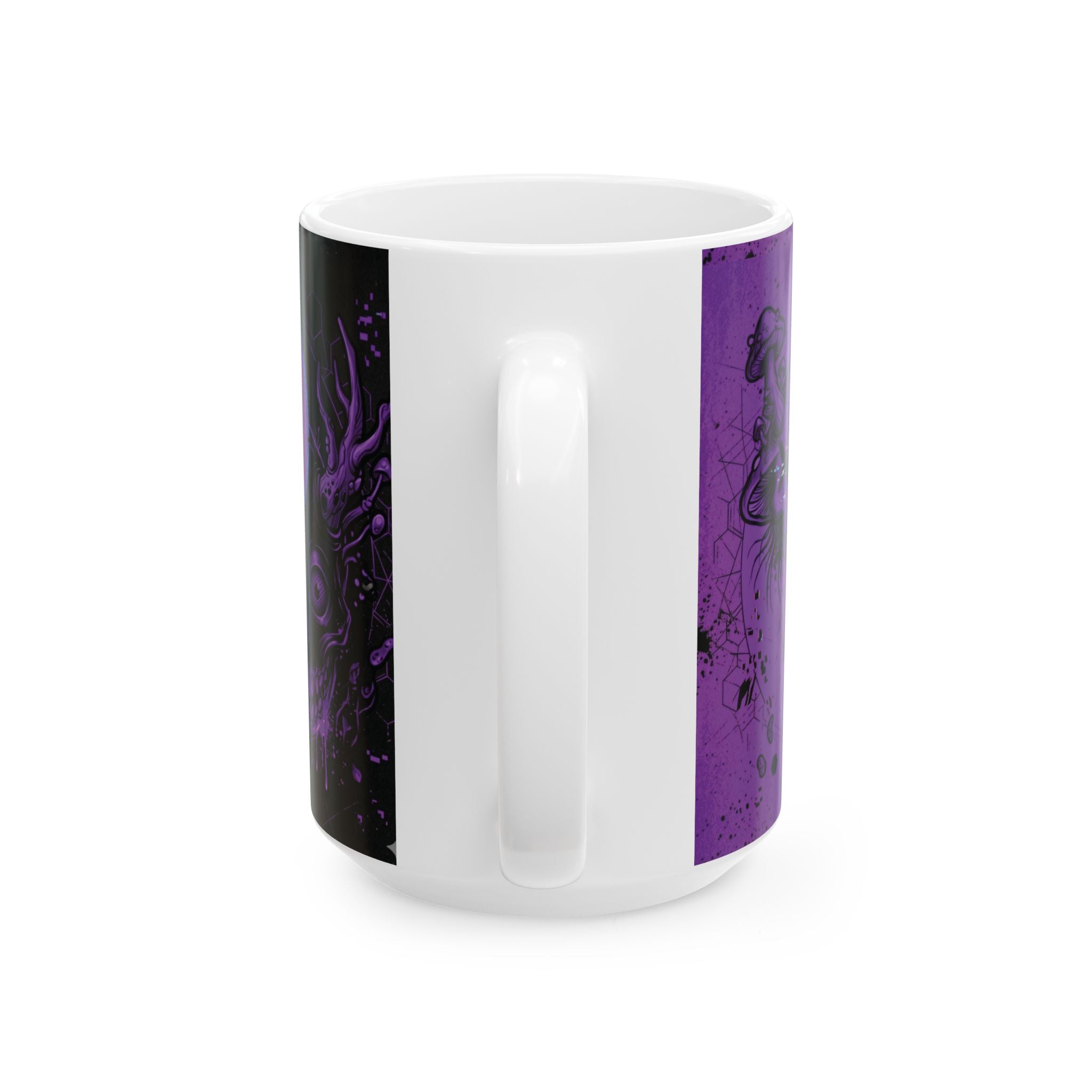 Ying Yang Purple Mushroom   - Keep Teaching & Walking The Red Road - Ceramic Mug, (11oz, 15oz)