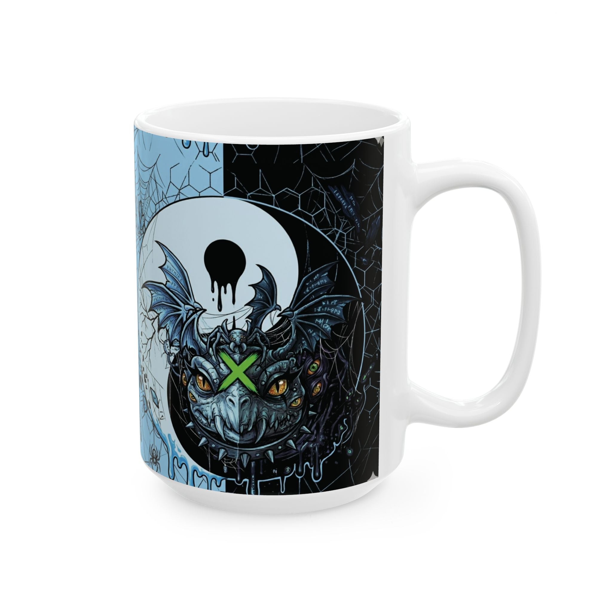 Ying Yang Icey Blue   - Keep Teaching & Walking The Red Road - Ceramic Mug, (11oz, 15oz)