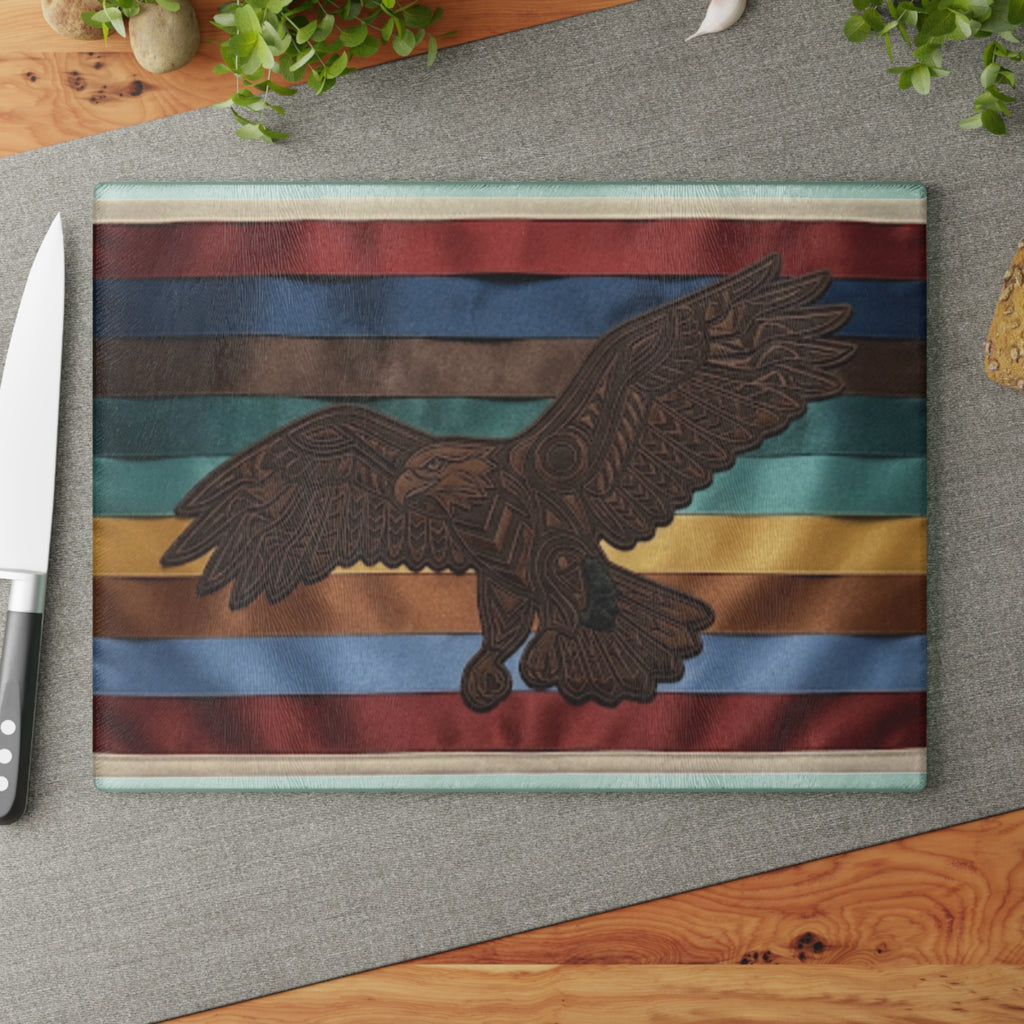 Eagle Traditional Ribbon Design Glass Cutting BoardEmber Spirit Apparel