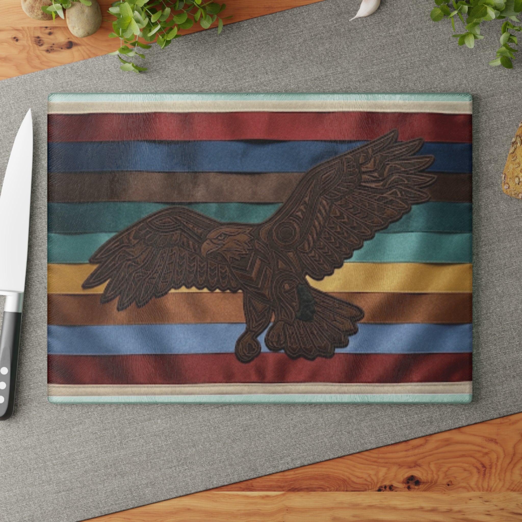 Eagle Traditional Ribbon Design Glass Cutting BoardEmber Spirit Apparel