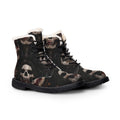 Goth boots front view – skull fur and leather women's gothic statement footwear by Ember Spirit