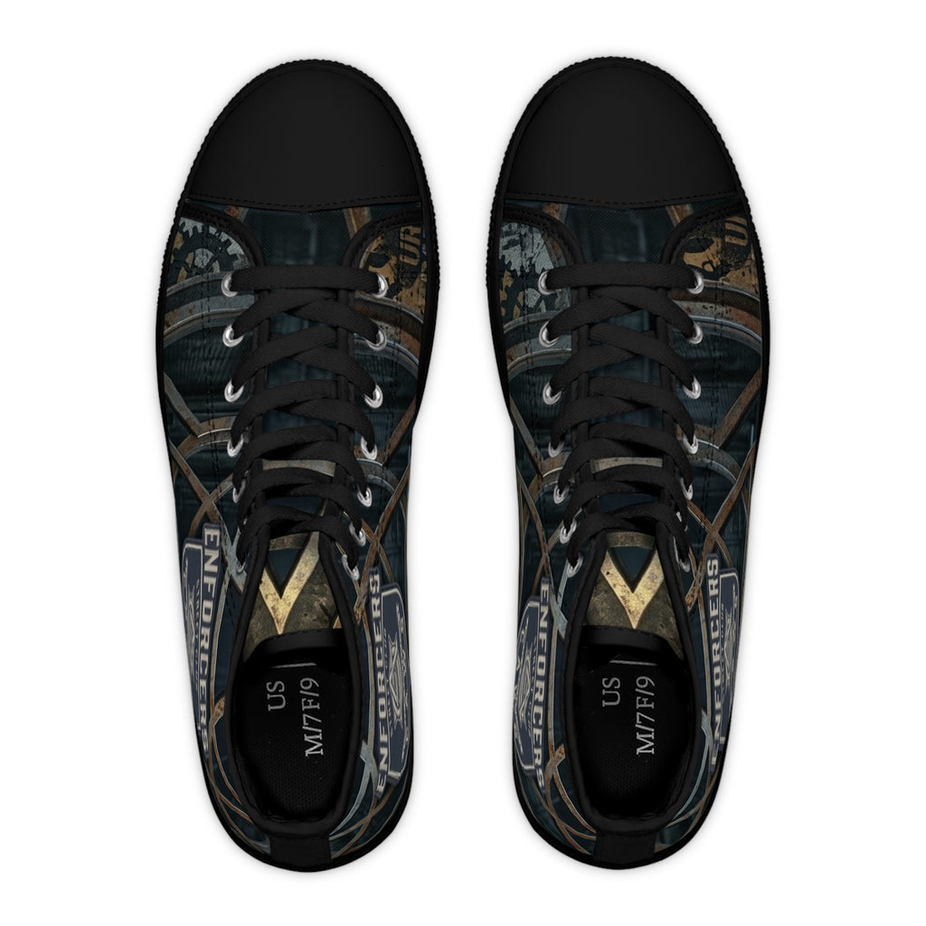 Enforcers CAWS - Women's High Top Sneakers — Industrial Metal Framework Print