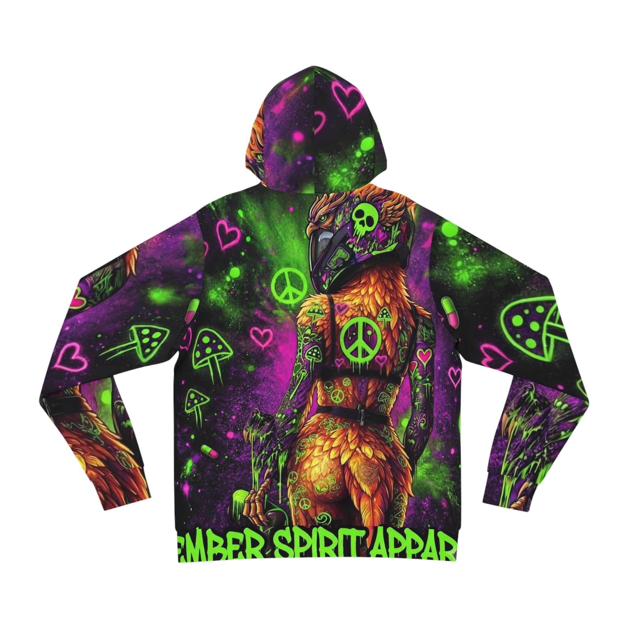 Neon Psychedelic Phoniex Hoodie — Ember Spirit Apparel Peace Skull Design
