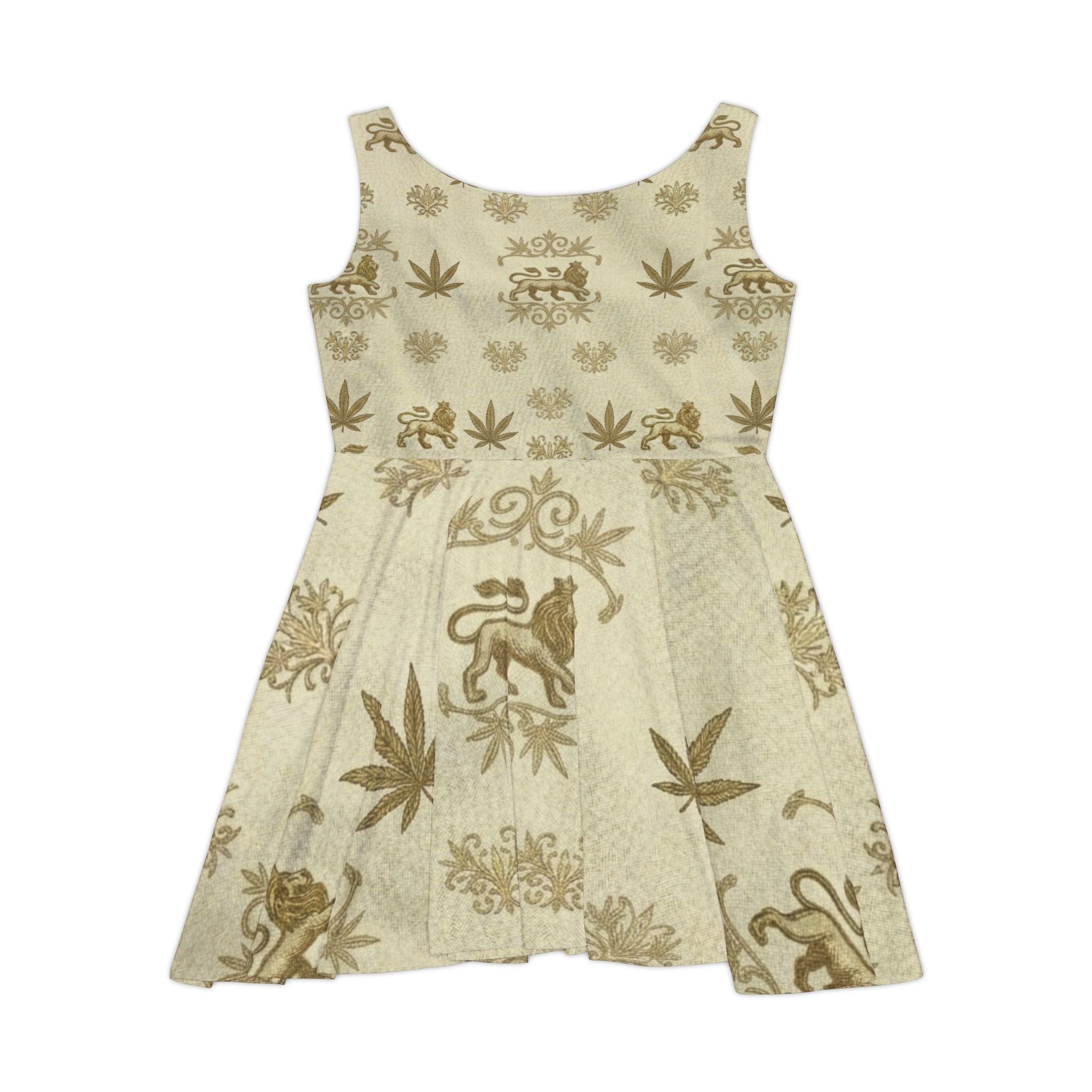 Rastafari Lion Skater Dress — Vintage Cannabis Leaf Pattern
