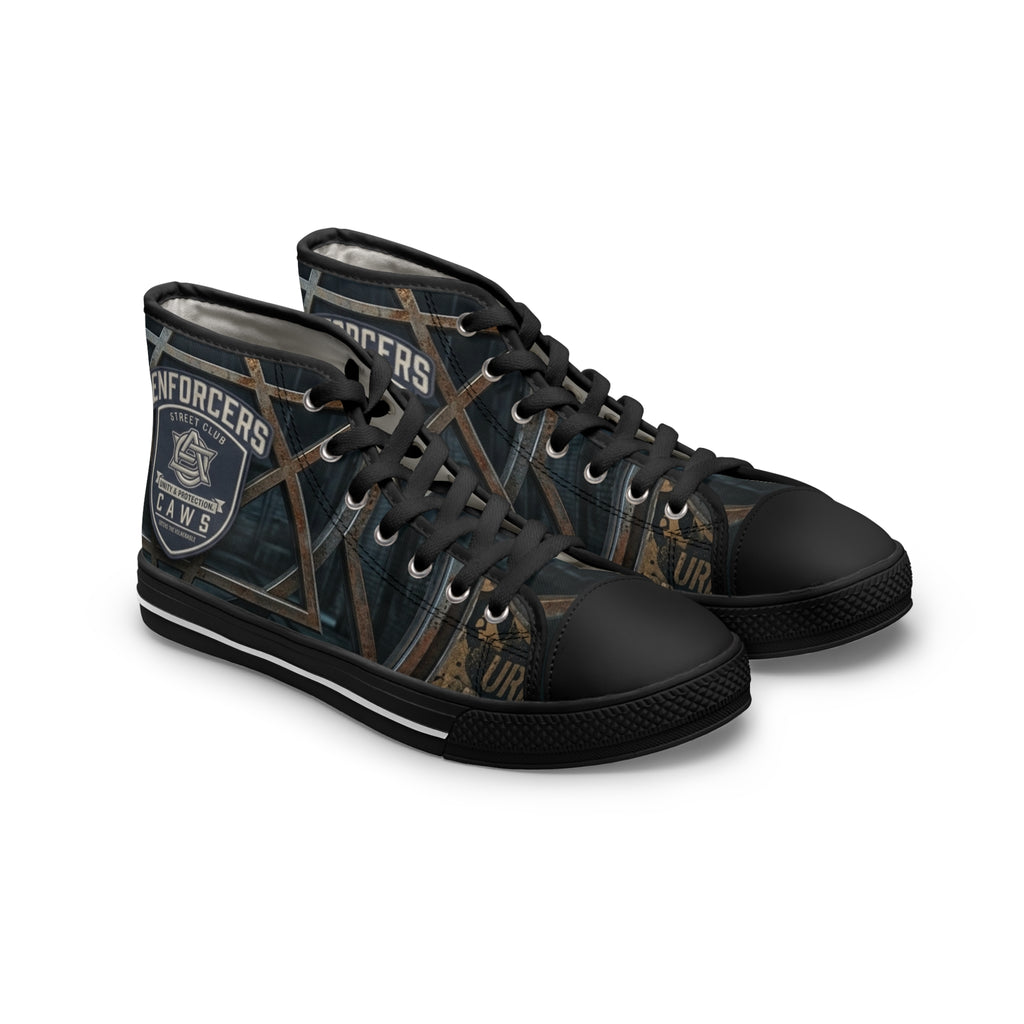 Enforcers CAWS - Women's High Top Sneakers — Industrial Metal Framework Print