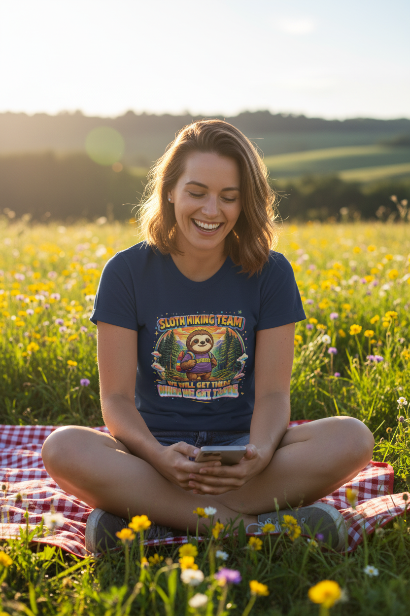 90s Retro Sloth Hiking T-Shirt – Funny "Distracted by Everything" Vintage Outdoor TeeEmber Spirit Apparel