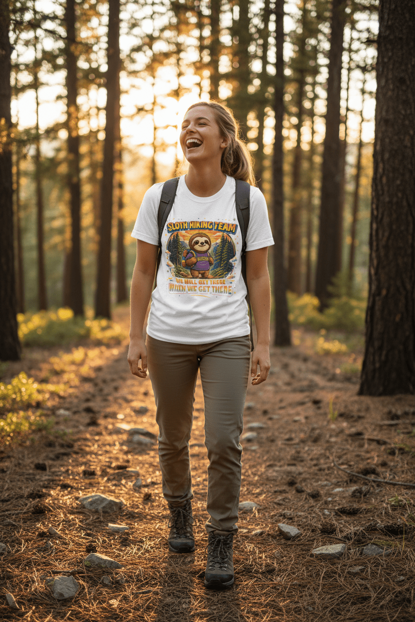 90s Retro Sloth Hiking T-Shirt – Funny "Distracted by Everything" Vintage Outdoor TeeEmber Spirit Apparel