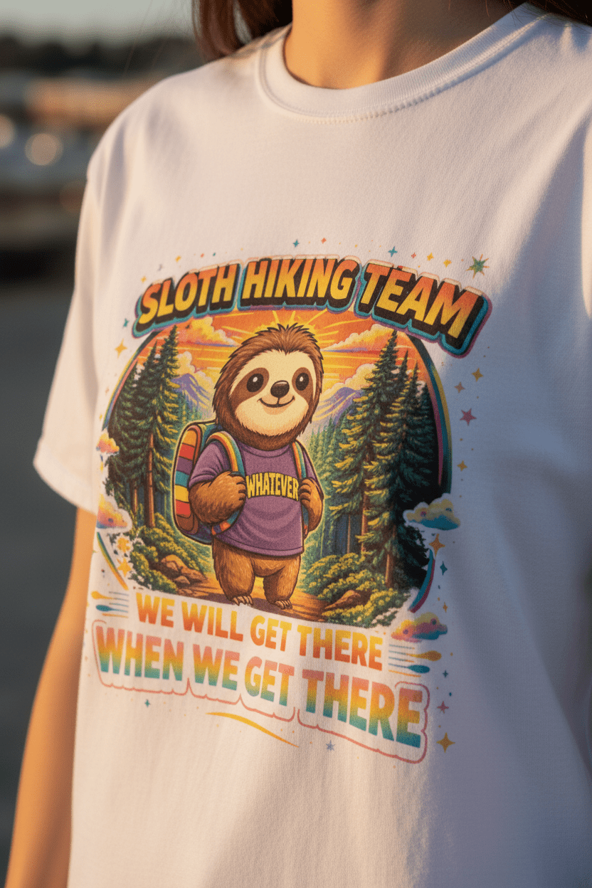 90s Retro Sloth Hiking T-Shirt – Funny "Distracted by Everything" Vintage Outdoor TeeEmber Spirit Apparel