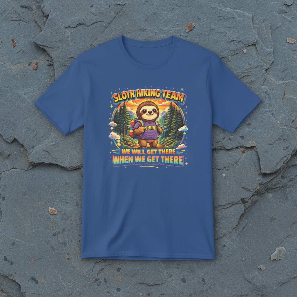 90s Retro Sloth Hiking T-Shirt – Funny "Distracted by Everything" Vintage Outdoor TeeEmber Spirit Apparel