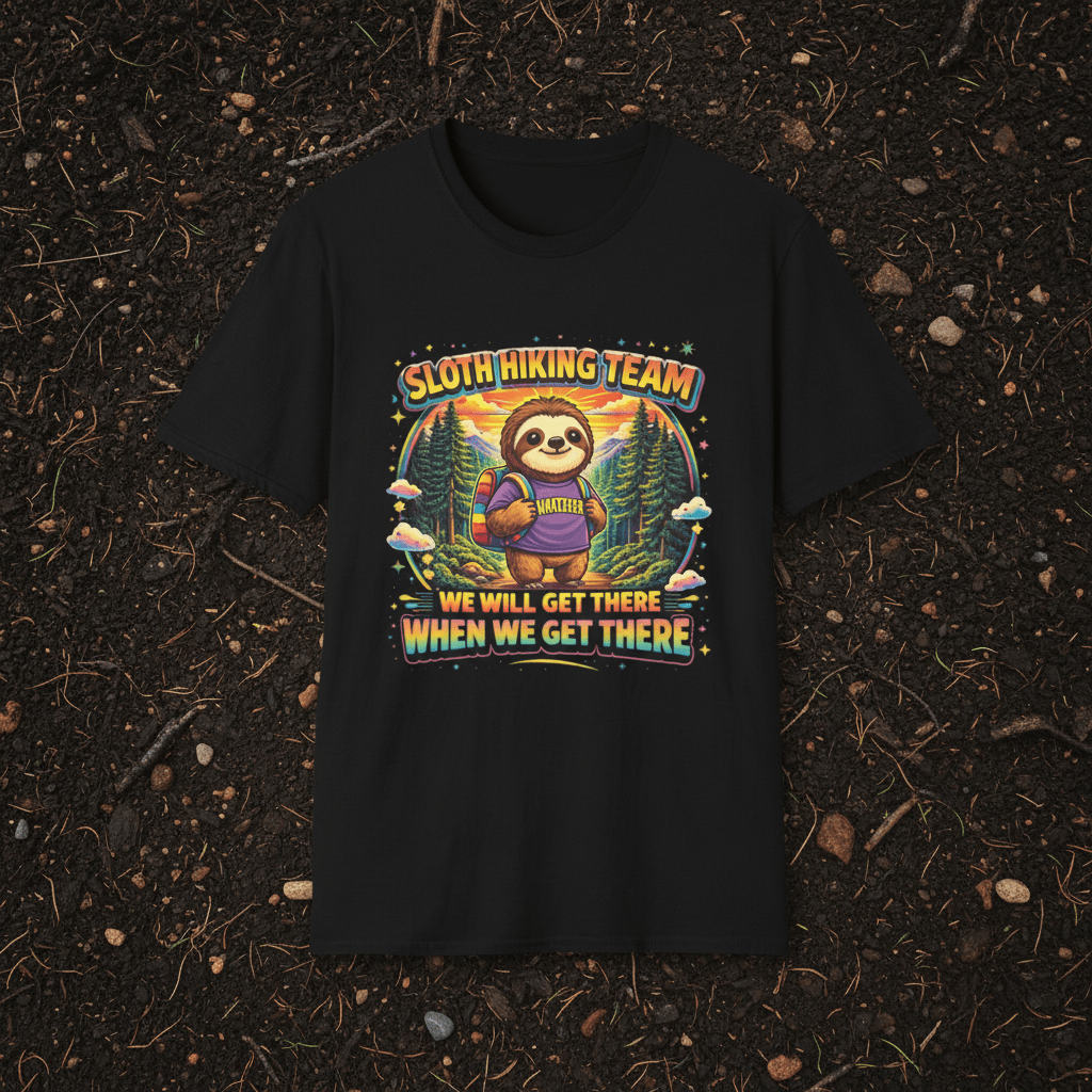90s Retro Sloth Hiking T-Shirt – Funny "Distracted by Everything" Vintage Outdoor TeeEmber Spirit Apparel