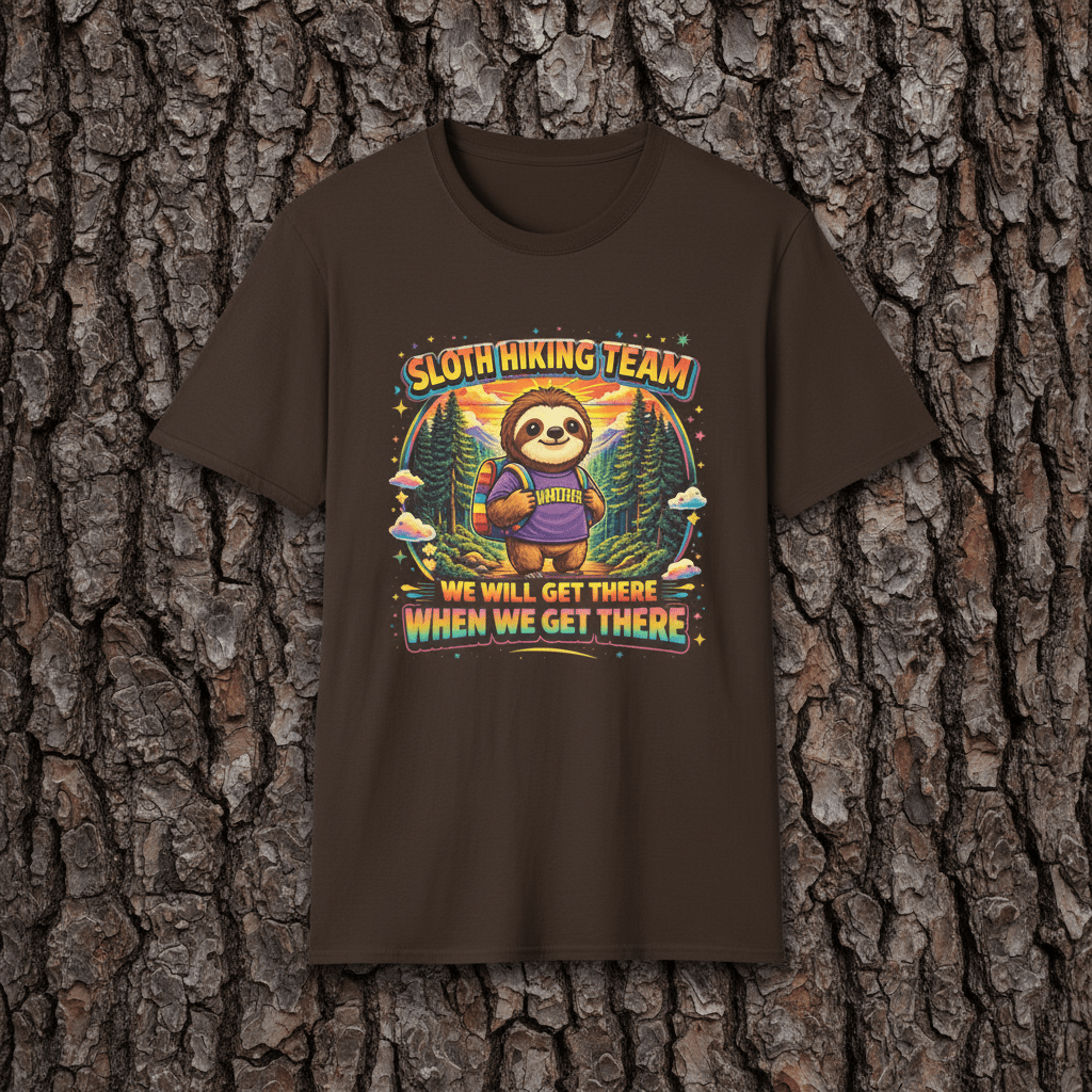 90s Retro Sloth Hiking T-Shirt – Funny "Distracted by Everything" Vintage Outdoor TeeEmber Spirit Apparel