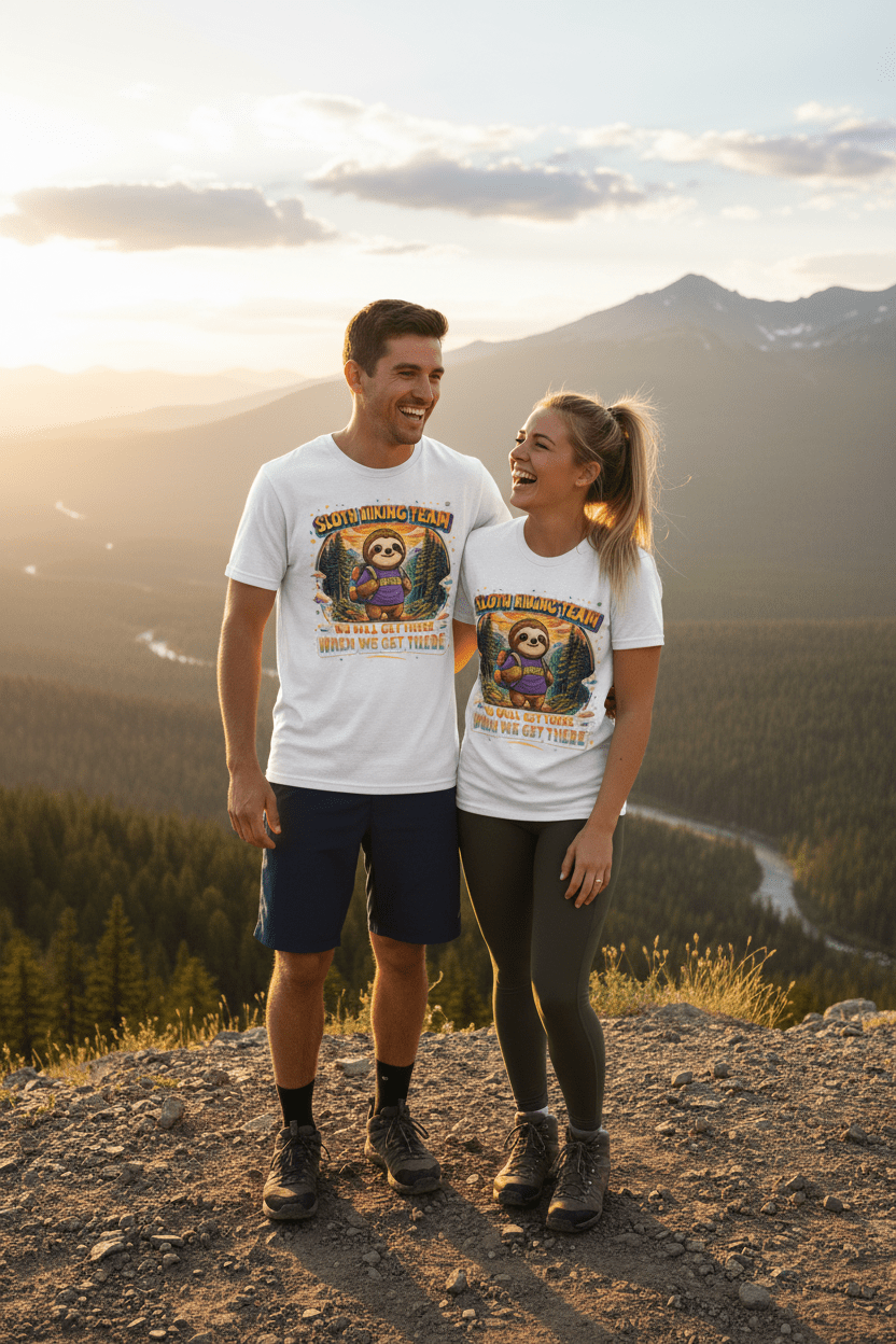 90s Retro Sloth Hiking T-Shirt – Funny "Distracted by Everything" Vintage Outdoor TeeEmber Spirit Apparel