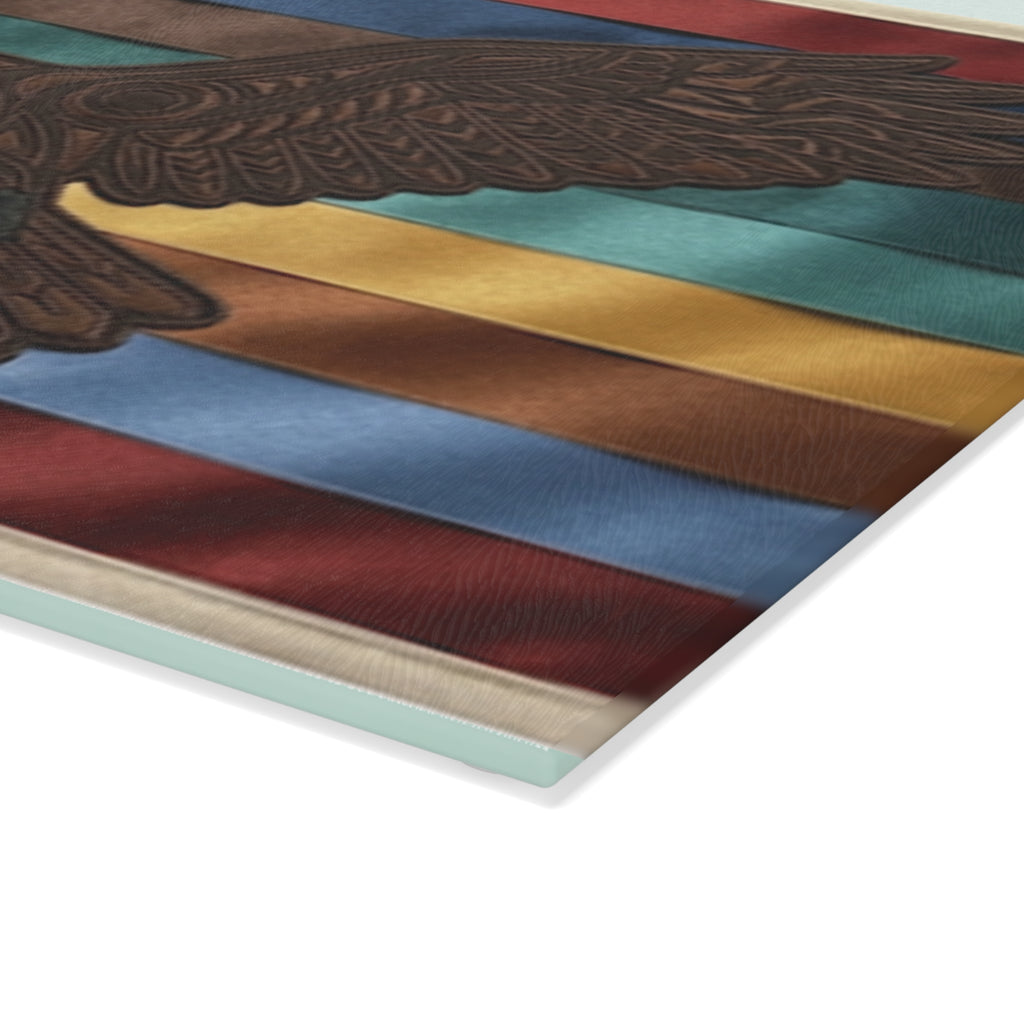 Eagle Traditional Ribbon Design Glass Cutting BoardEmber Spirit Apparel