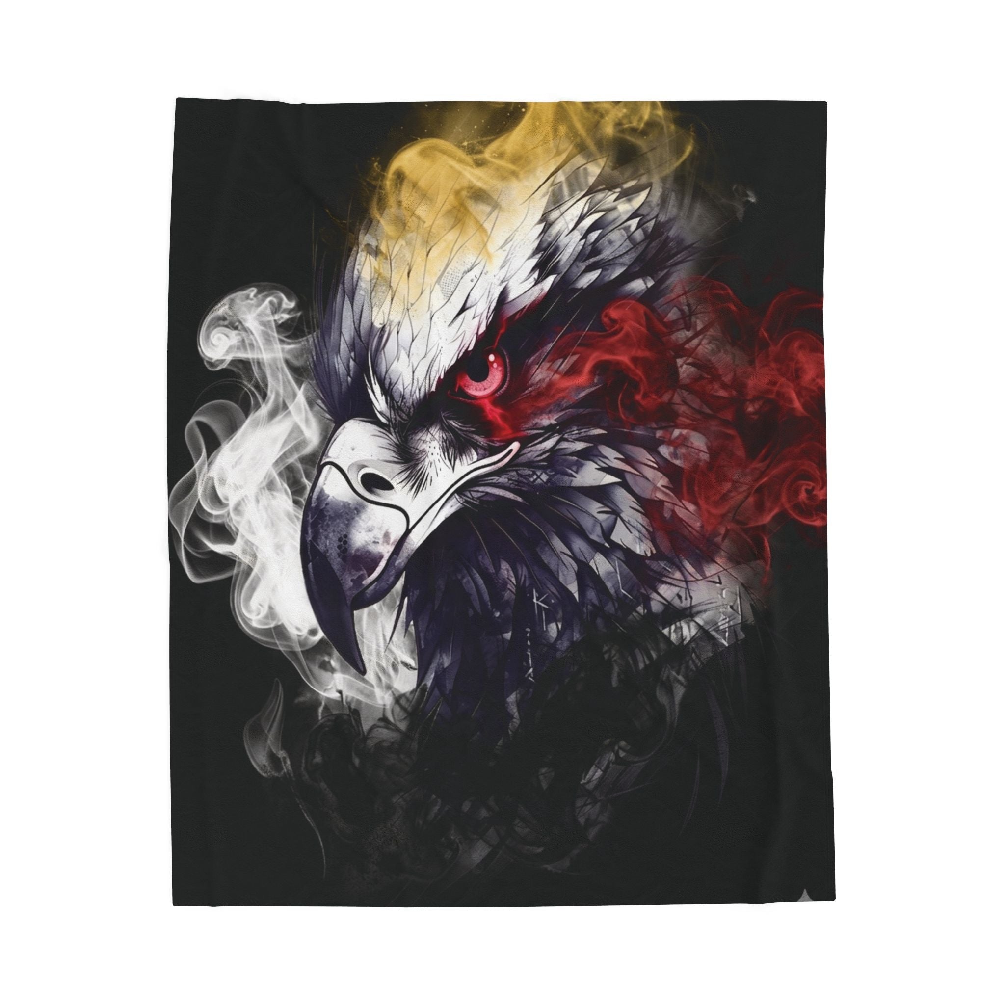 American Eagle Smoke Art Velveteen Plush Blanket — Patriotic Red White & Blue ThrowEmber Spirit Apparel