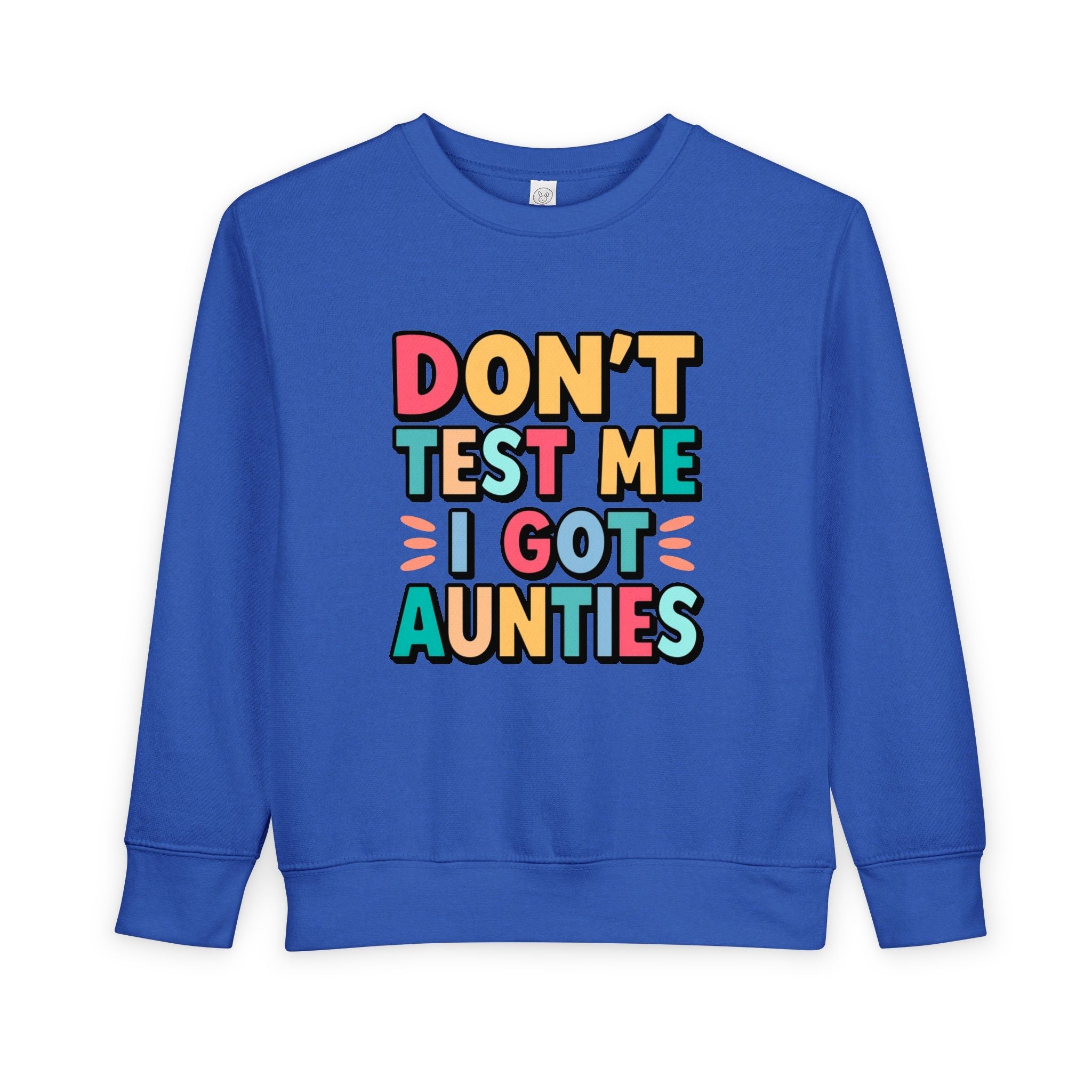 "Don't Test Me, I Got Aunties" Toddler Sweatshirt — Indigenous Kids PulloverEmber Spirit Apparel