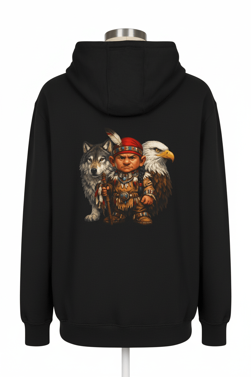 Grandfathers Hoodie, flat lay product shot, honoring generations wisdom passed down Indigenous hoodie