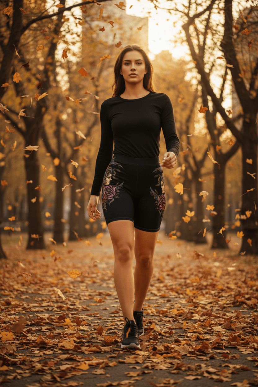 Medusa Floral Biker Shorts — Gothic Rose All - Over PrintEmber Spirit Apparel