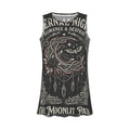 Moonlit Path Gothic A-Line Dress — bold gothic moon print, front view